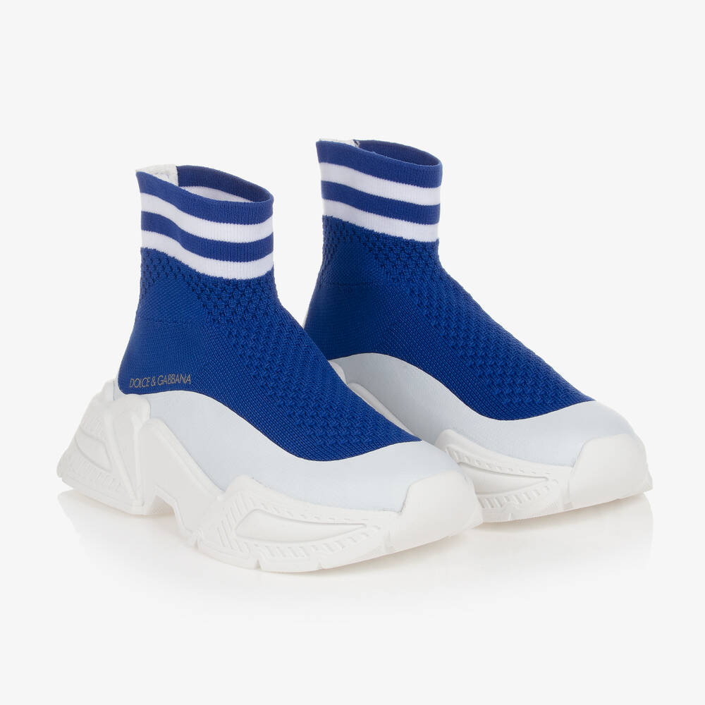 Dolce & Gabbana - Boys Blue Sock Trainers | Childrensalon