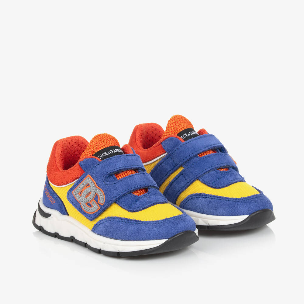 Dolce & Gabbana-Boys Blue Suede DG Trainers | Childrensalon Outlet