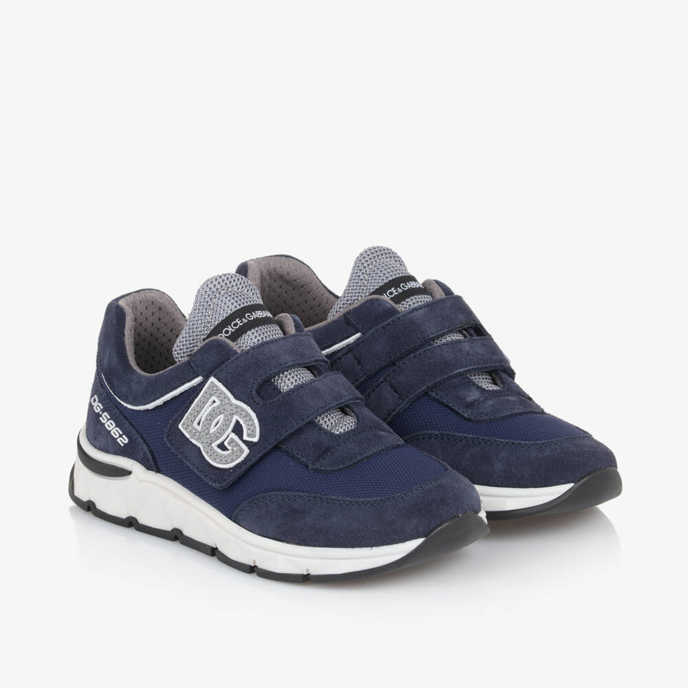 Dolce & Gabbana-Boys Blue Suede Mesh Trainers | Childrensalon Outlet