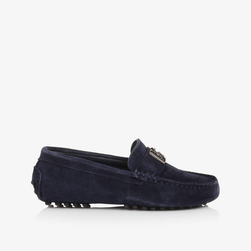 Dolce & Gabbana-Boys Blue Suede Moccasins | Childrensalon Outlet