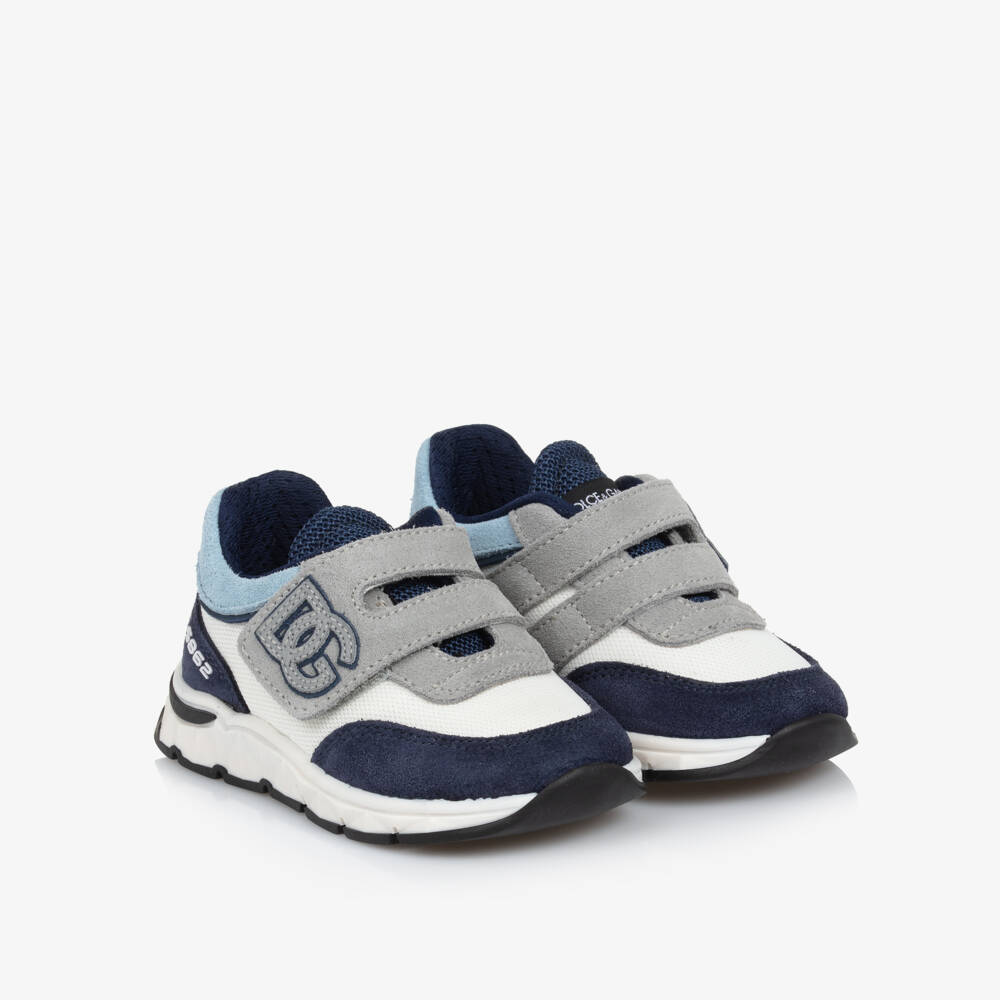 Dolce & Gabbana-Boys Blue & White Velcro Sneakers | Childrensalon Outlet