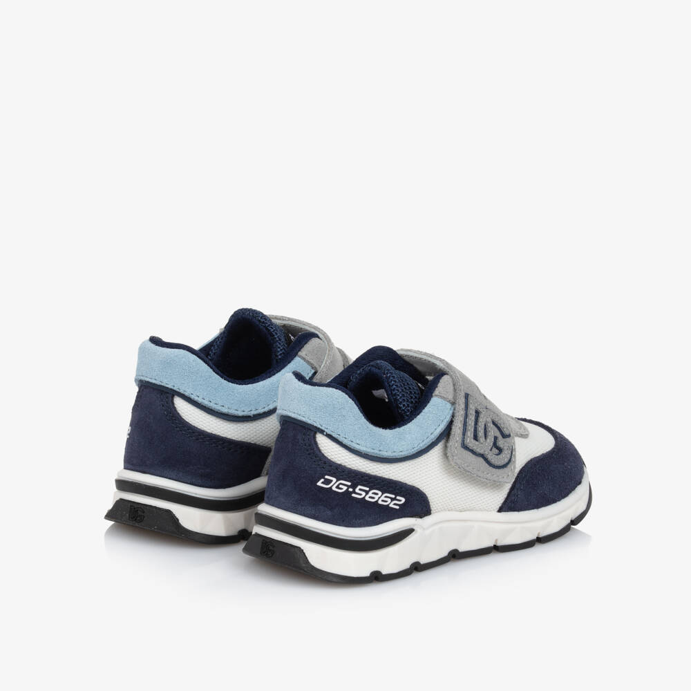 Dolce & Gabbana-Boys Blue & White Velcro Sneakers | Childrensalon Outlet