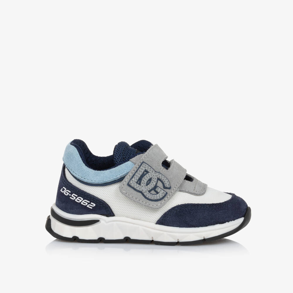Dolce & Gabbana-Boys Blue & White Velcro Sneakers | Childrensalon Outlet