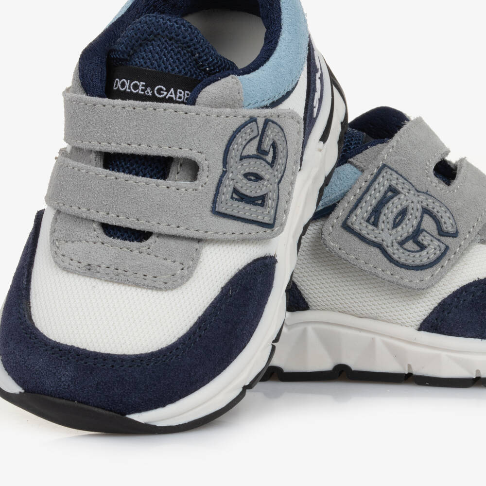Dolce & Gabbana-Boys Blue & White Velcro Sneakers | Childrensalon Outlet