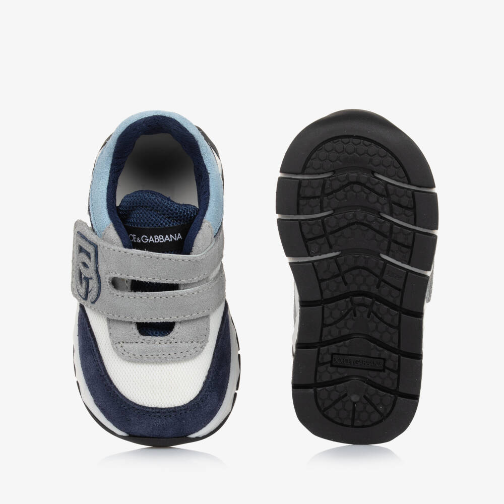 Dolce & Gabbana-Boys Blue & White Velcro Sneakers | Childrensalon Outlet