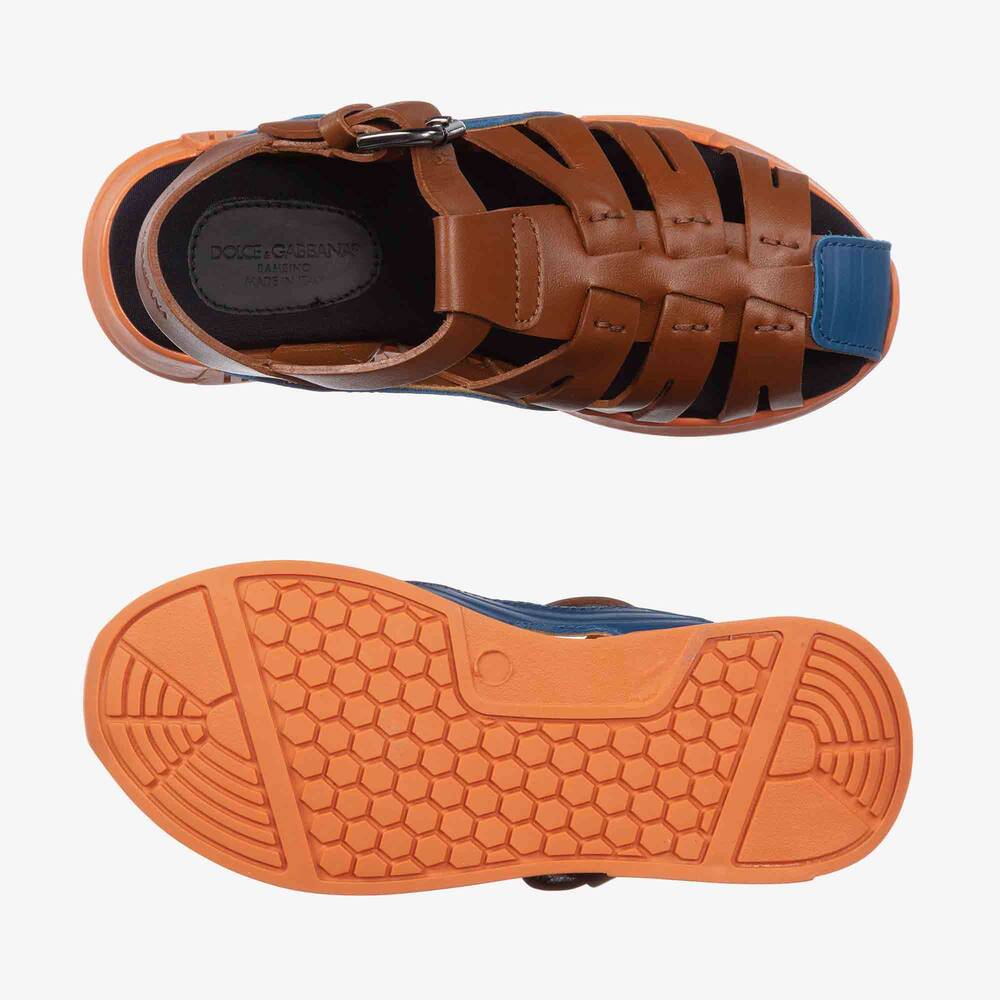Dolce & Gabbana-Boys Brown Leather Sandals | Childrensalon Outlet