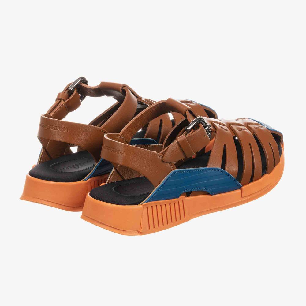 Dolce & Gabbana-Boys Brown Leather Sandals | Childrensalon Outlet