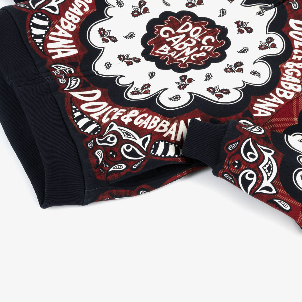 Dolce & Gabbana-Boys Burgundy Paisley Cotton Hoodie | Childrensalon Outlet
