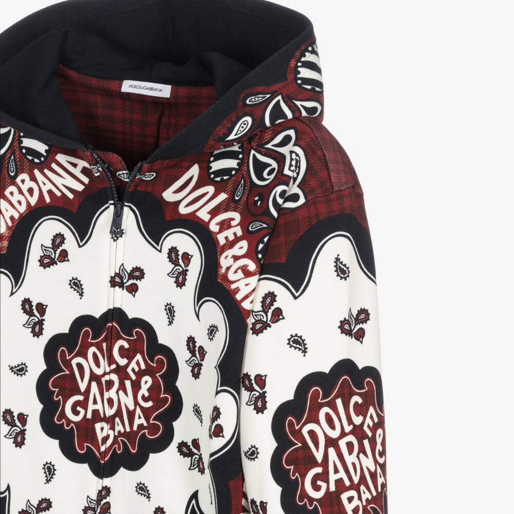 Dolce & Gabbana-Boys Burgundy Paisley Cotton Hoodie | Childrensalon Outlet