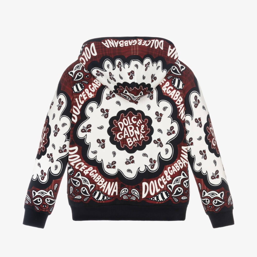 Dolce & Gabbana-Boys Burgundy Paisley Cotton Hoodie | Childrensalon Outlet