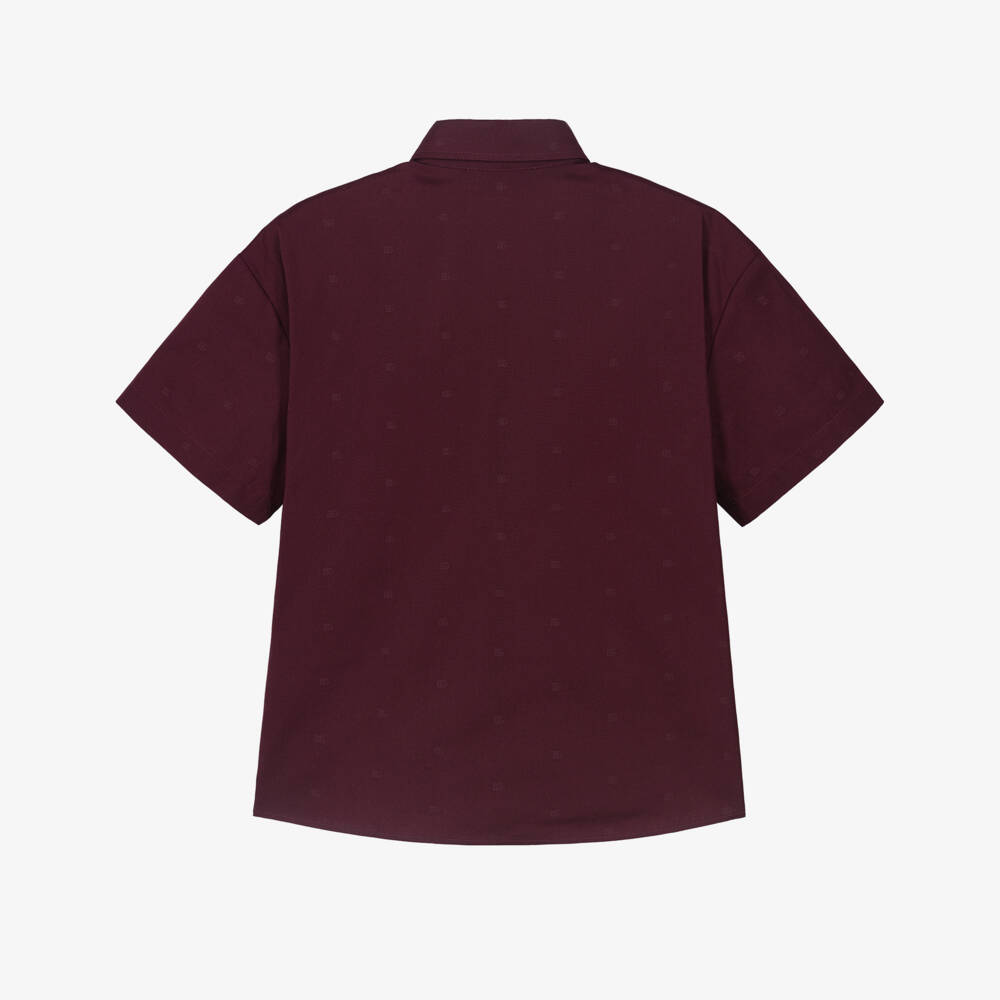 Dolce & Gabbana-Boys Burgundy Red Cotton Shirt with Tonal DG Logos | Childrensalon Outlet