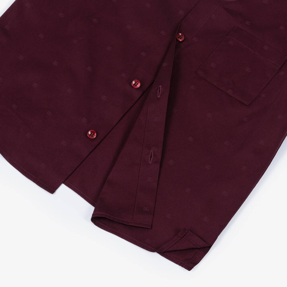 Dolce & Gabbana-Boys Burgundy Red Cotton Shirt with Tonal DG Logos | Childrensalon Outlet