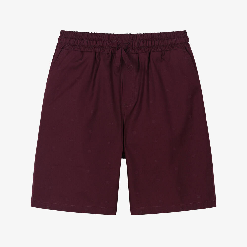 Dolce & Gabbana-Boys Burgundy Red Cotton Shorts with DG Logos | Childrensalon Outlet