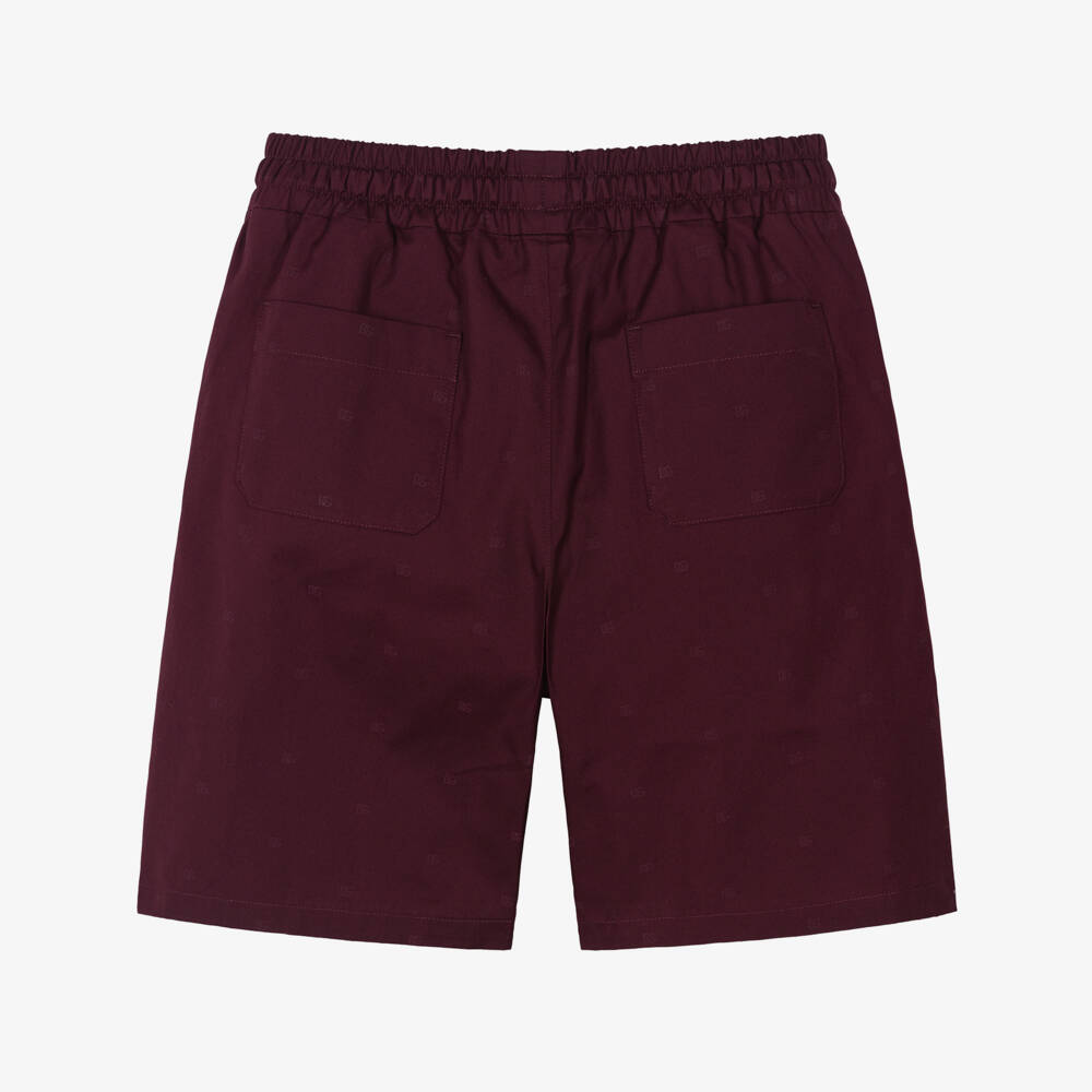 Dolce & Gabbana-Boys Burgundy Red Cotton Shorts with DG Logos | Childrensalon Outlet