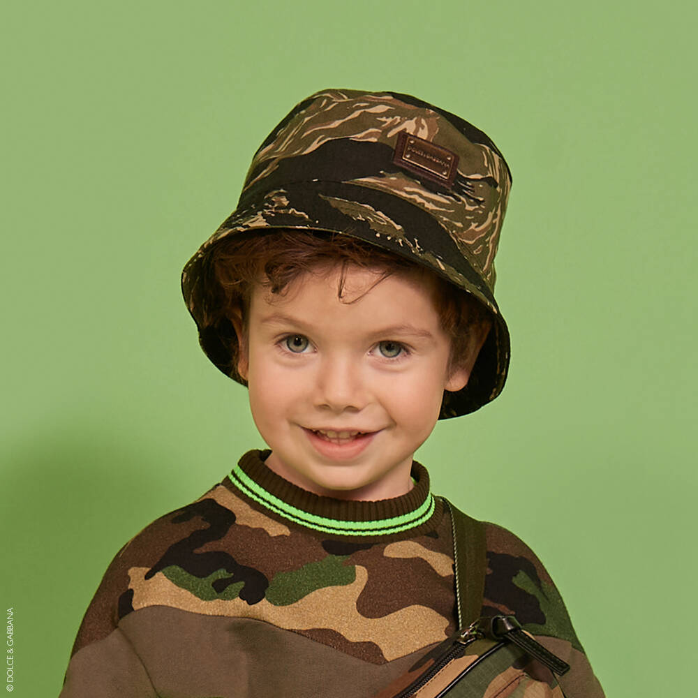 Dolce & Gabbana-Boys Camouflage Bucket Hat | Childrensalon Outlet