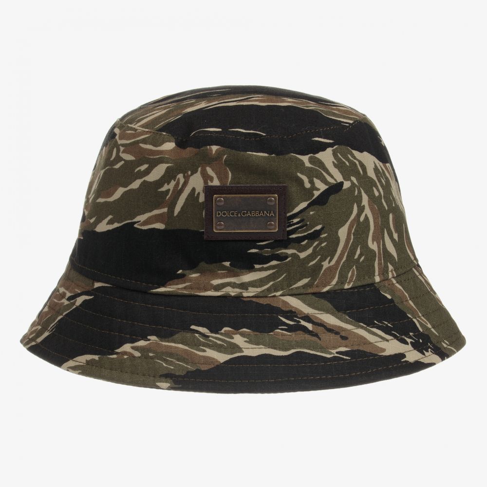 Dolce & Gabbana - Boys Camouflage Bucket Hat | Childrensalon