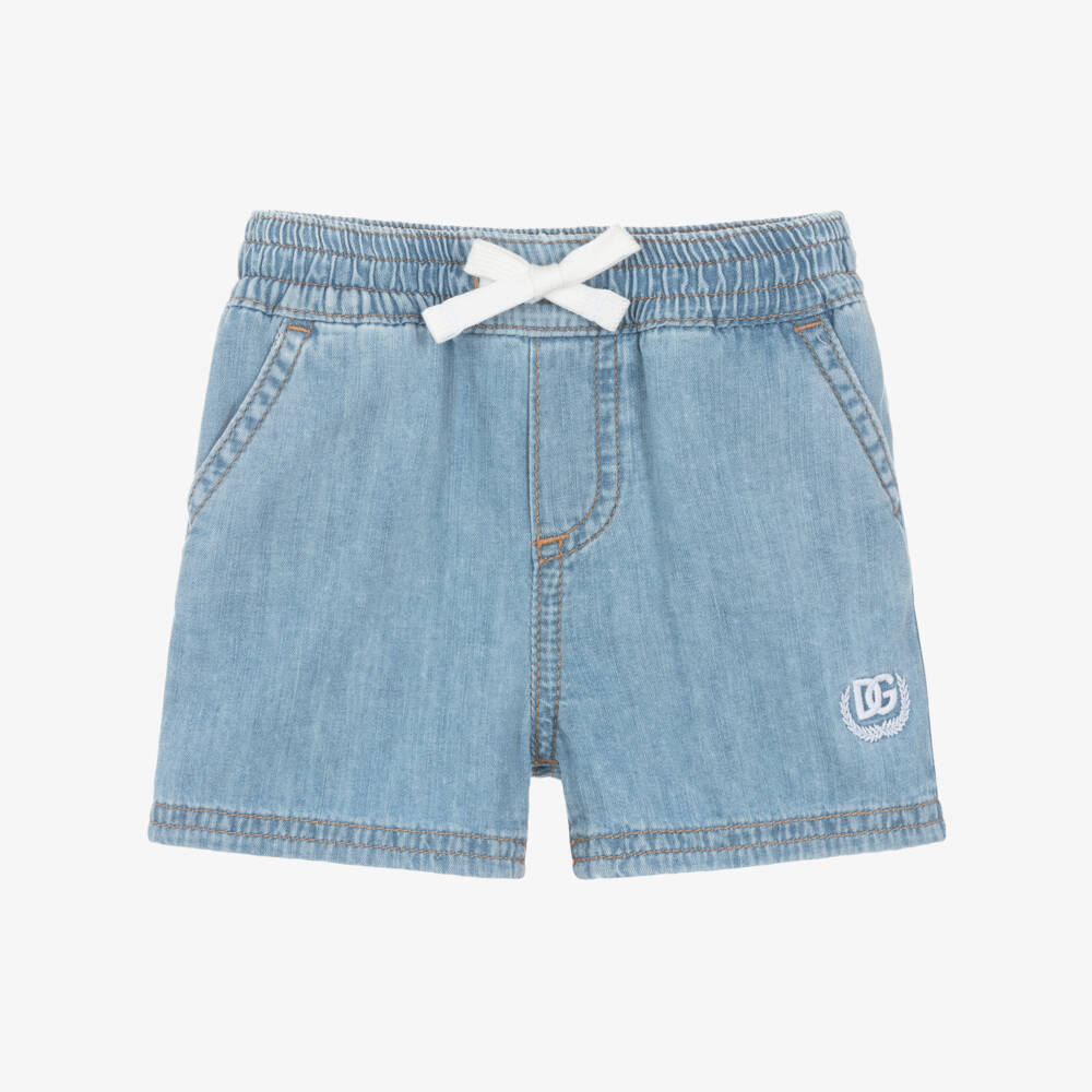 Dolce & Gabbana-Boys Chambray Logo Shorts | Childrensalon Outlet