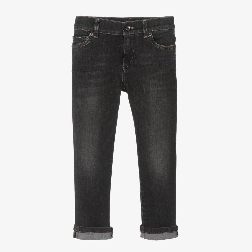 Dolce & Gabbana-Boys Charcoal Stretch Denim Trousers | Childrensalon Outlet