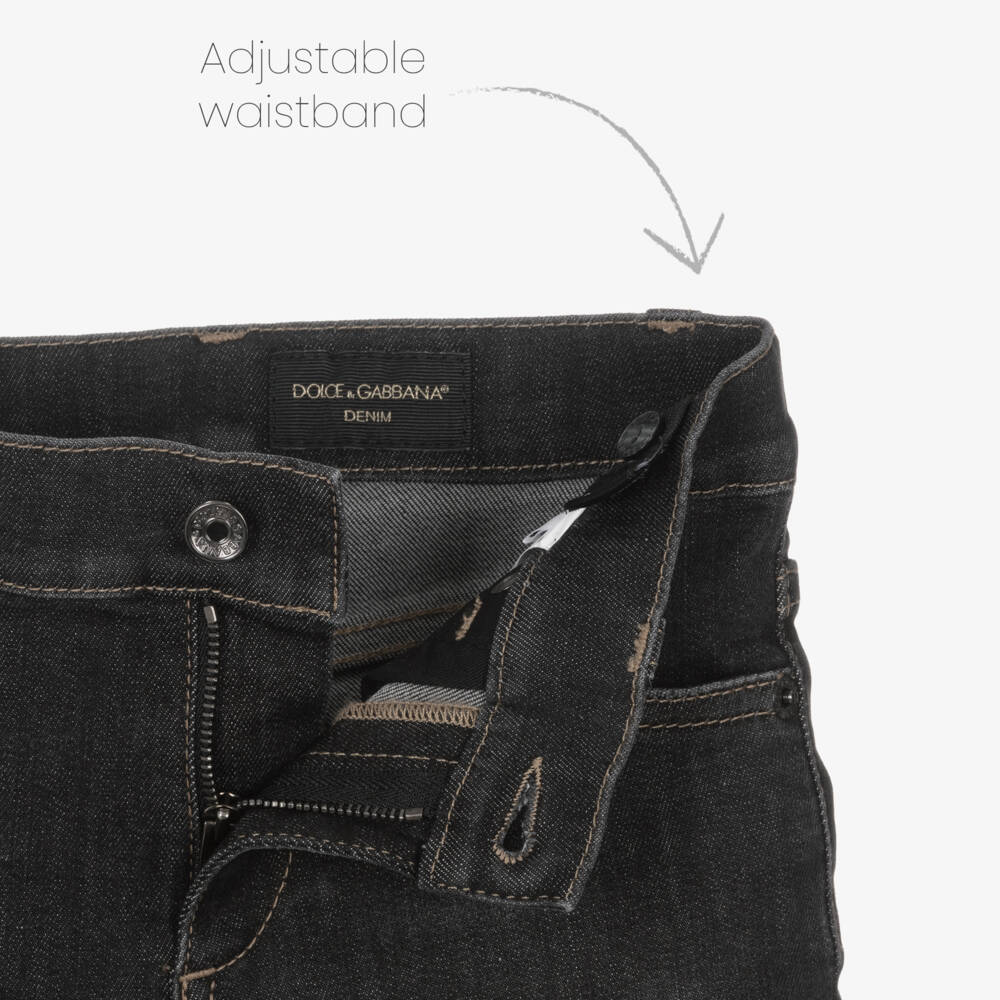 Dolce & Gabbana-Boys Charcoal Stretch Denim Trousers | Childrensalon Outlet