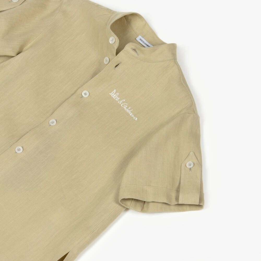 Dolce & Gabbana-قميص كلاسيكي بيج من الكتان للأولاد | Childrensalon Outlet