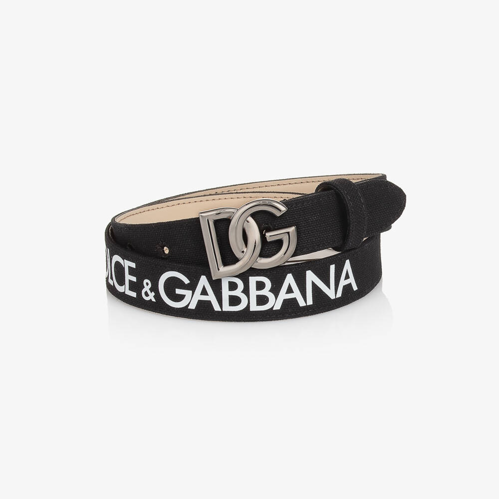 Dolce & Gabbana-Классический черный холщовый ремень для мальчиков | Childrensalon Outlet
