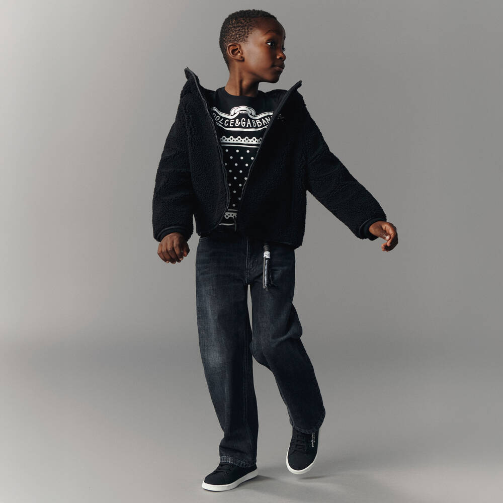 Dolce & Gabbana-Boys Classic Black Canvas Sneakers | Childrensalon Outlet