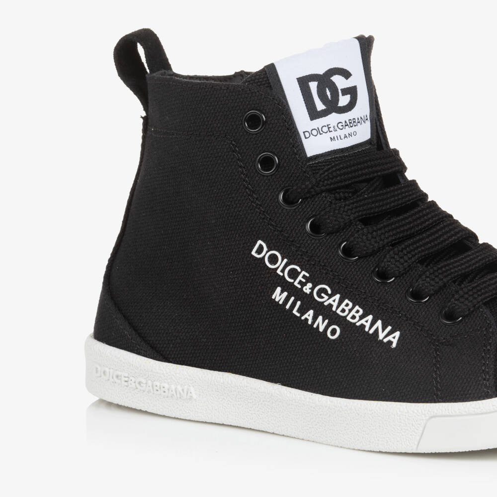 Dolce & Gabbana-Boys Classic Black Canvas Sneakers | Childrensalon Outlet