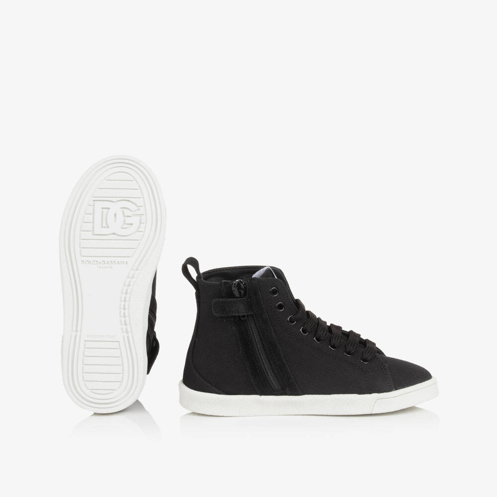Dolce & Gabbana-Boys Classic Black Canvas Sneakers | Childrensalon Outlet