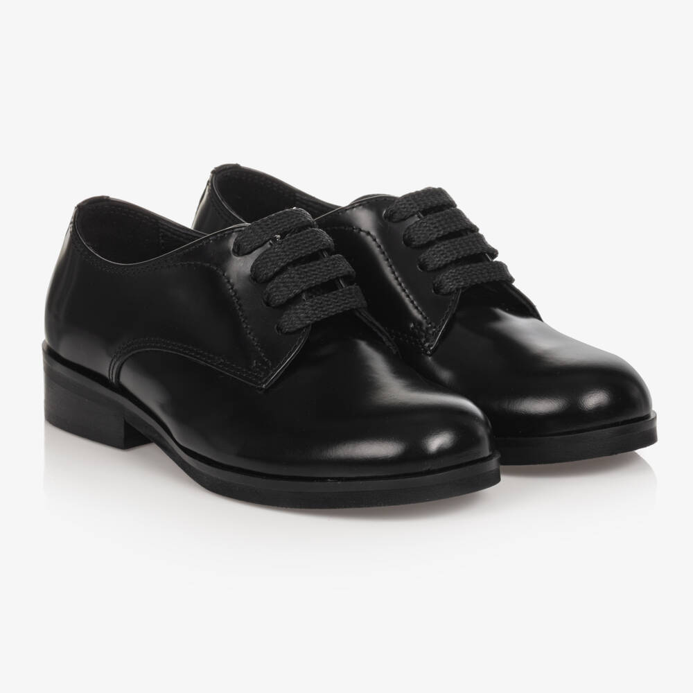 Dolce & Gabbana-Boys Classic Black Leather Laced Footwear | Childrensalon Outlet
