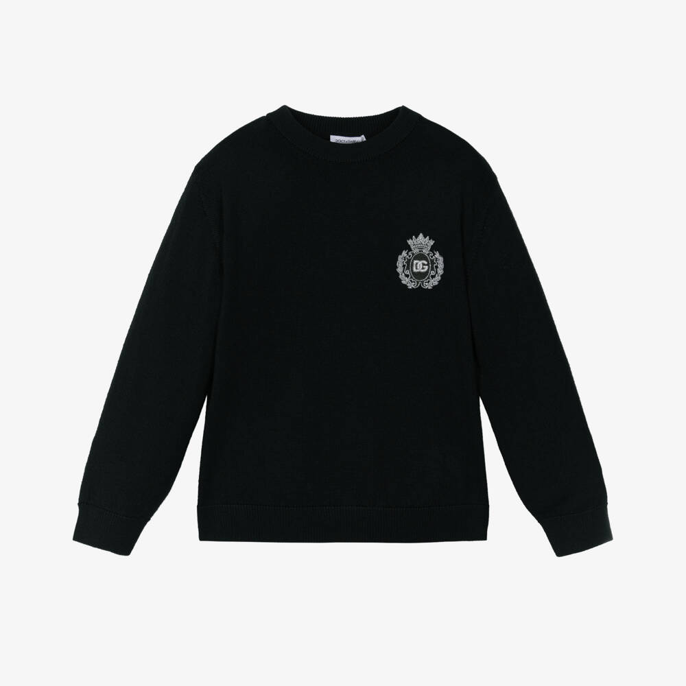 Dolce & Gabbana-Boys Classic Black Wool Pullover | Childrensalon Outlet