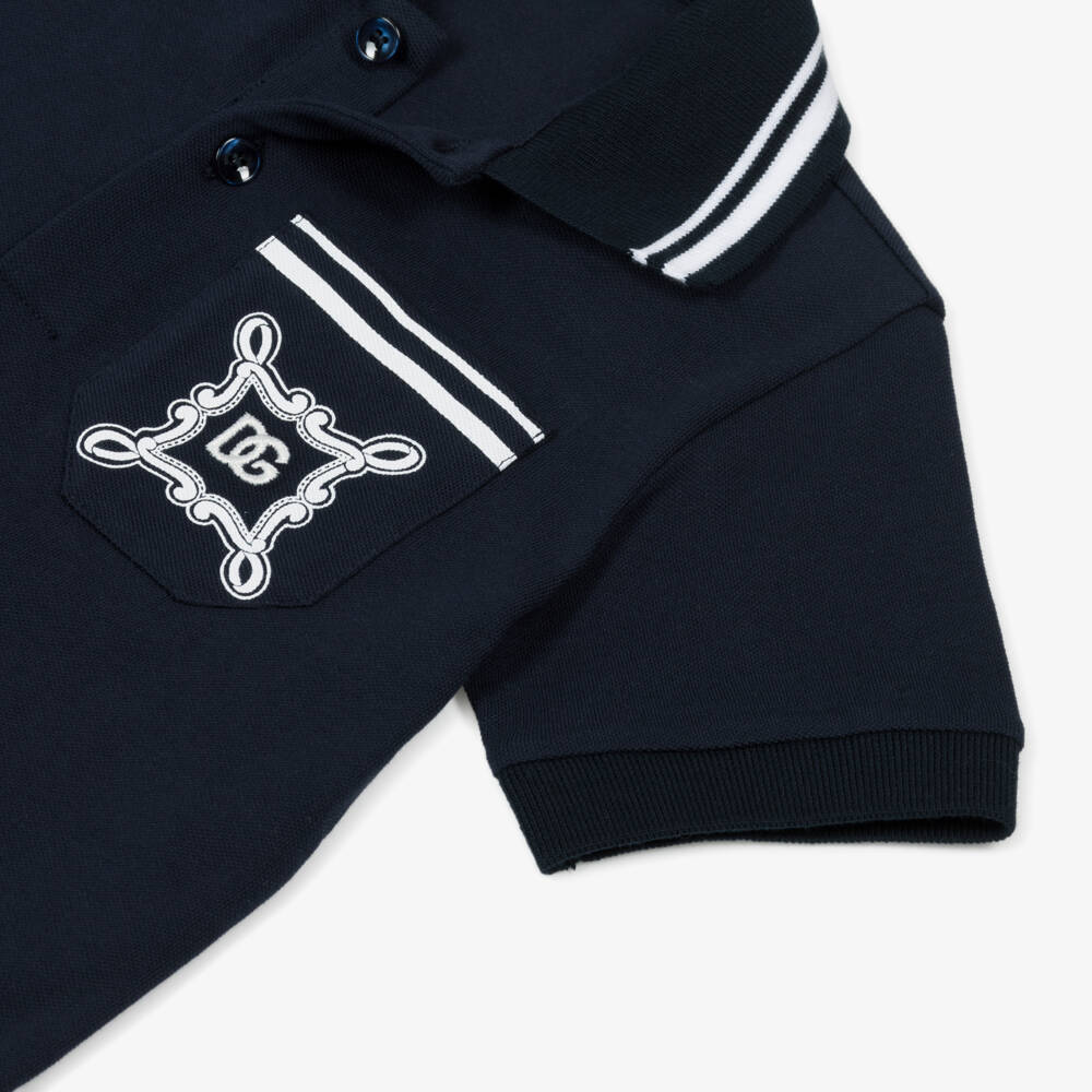 Dolce & Gabbana-Boys Classic Blue Cotton Polo | Childrensalon Outlet