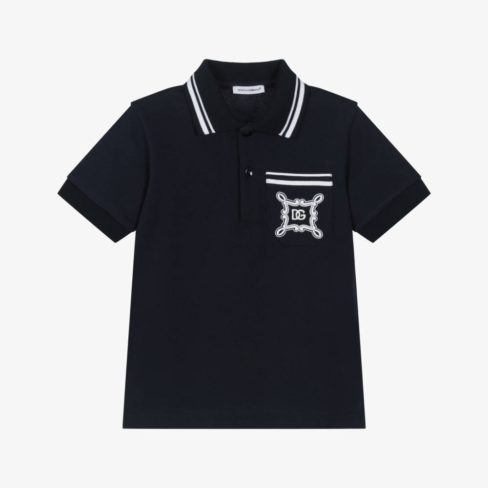 Dolce & Gabbana-Boys Classic Blue Cotton Polo | Childrensalon Outlet