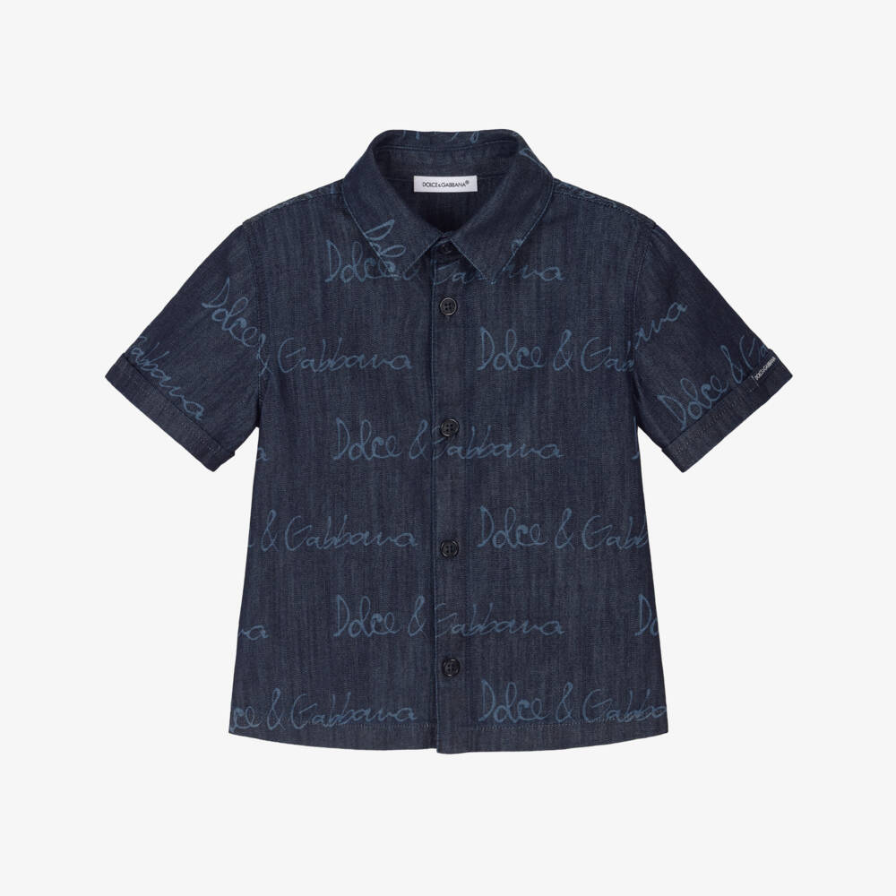 Dolce & Gabbana-Классическая синяя джинсовая рубашка для мальчиков | Childrensalon Outlet