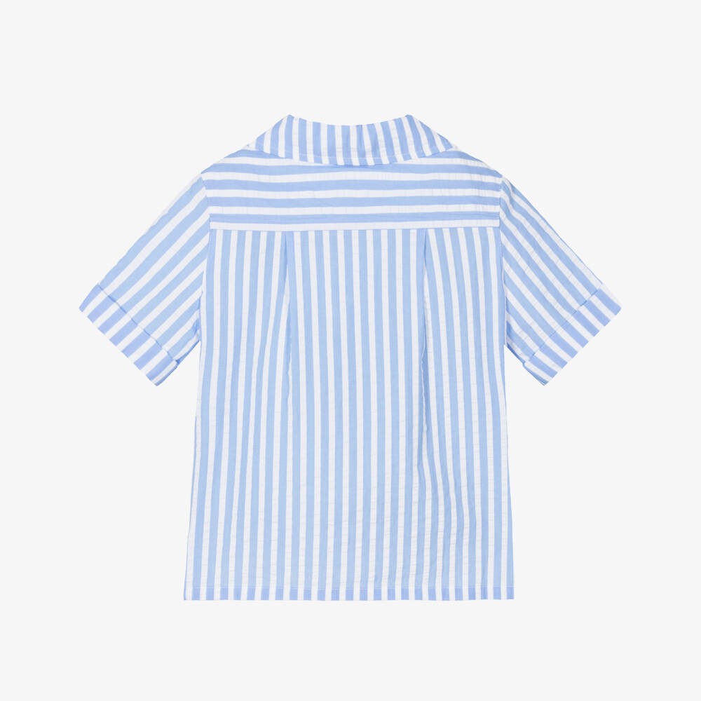 Dolce & Gabbana-Boys Classic Blue Seersucker Shirt | Childrensalon Outlet