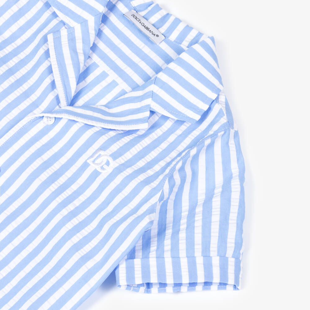 Dolce & Gabbana-Boys Classic Blue Seersucker Shirt | Childrensalon Outlet