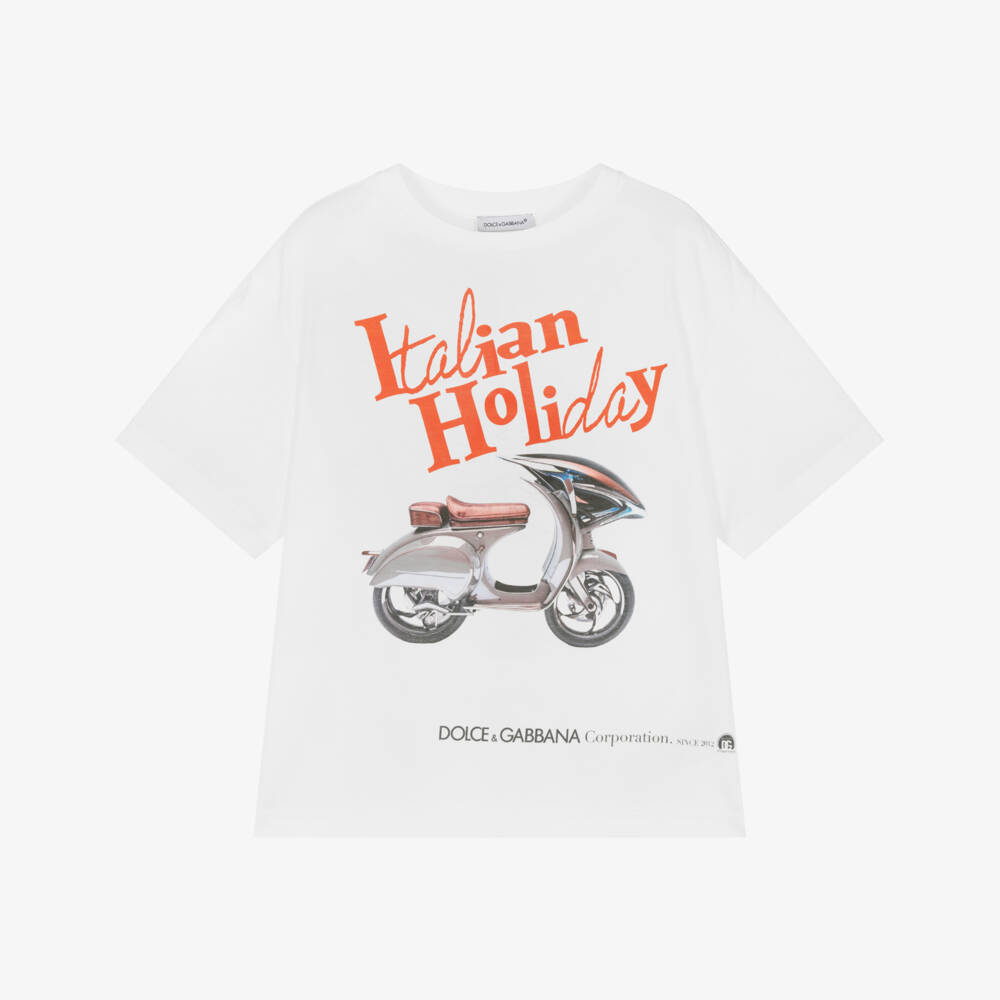 Dolce & Gabbana-Boys Classic White Cotton Tee | Childrensalon Outlet