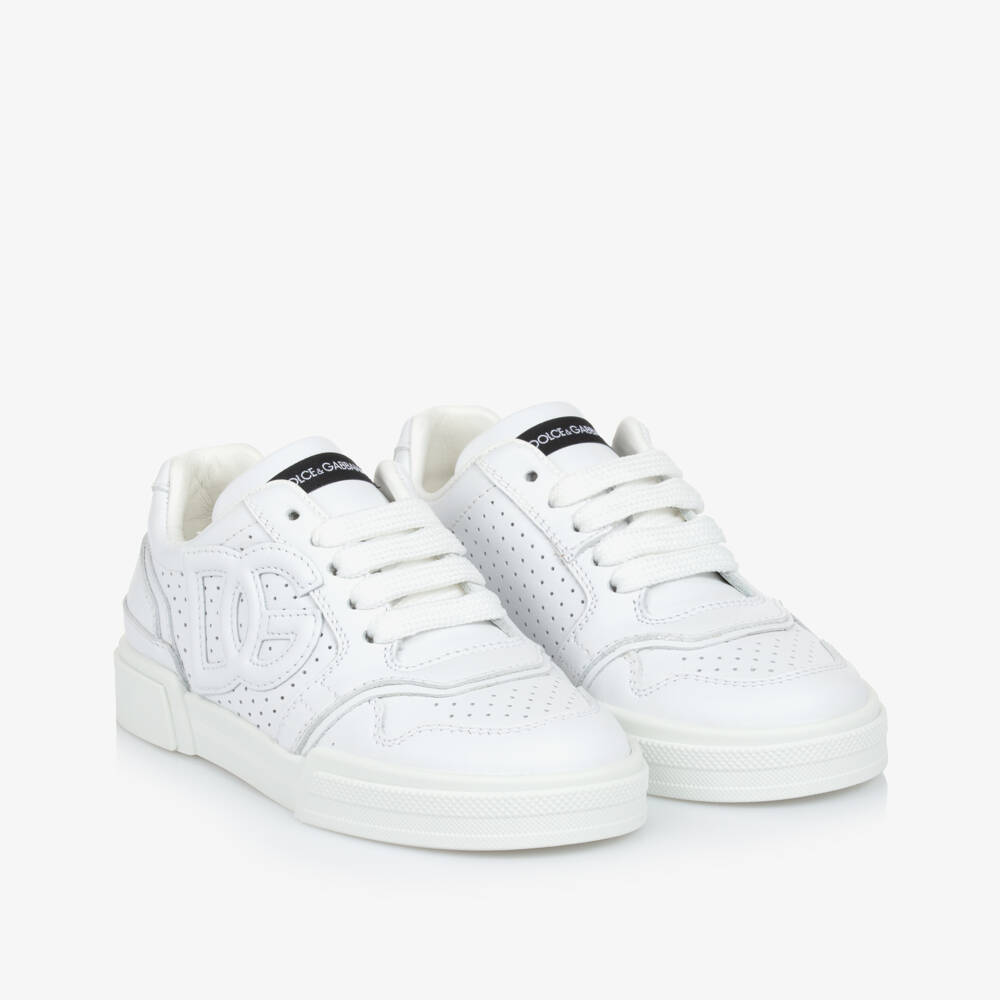 Dolce & Gabbana-Boys Classic White Leather Sneakers | Childrensalon Outlet