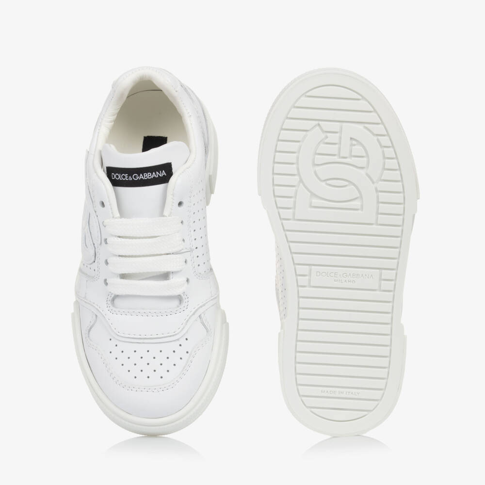 Dolce & Gabbana-Boys Classic White Leather Sneakers | Childrensalon Outlet