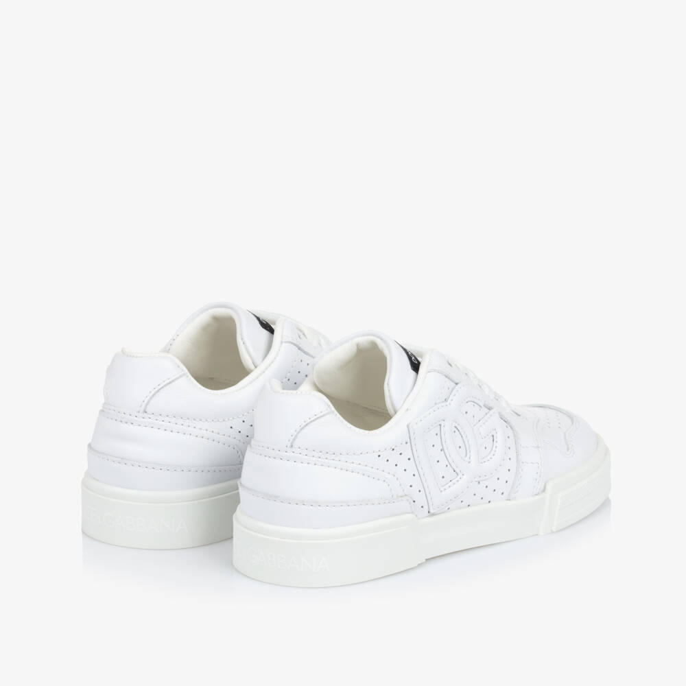 Dolce & Gabbana-Boys Classic White Leather Sneakers | Childrensalon Outlet