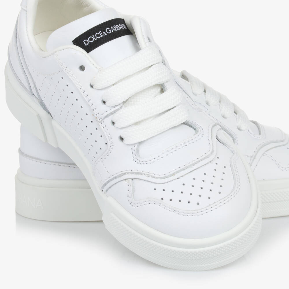 Dolce & Gabbana-Boys Classic White Leather Sneakers | Childrensalon Outlet