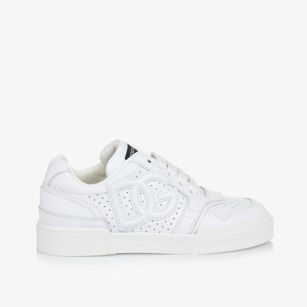 Dolce & Gabbana-Boys Classic White Leather Sneakers | Childrensalon Outlet