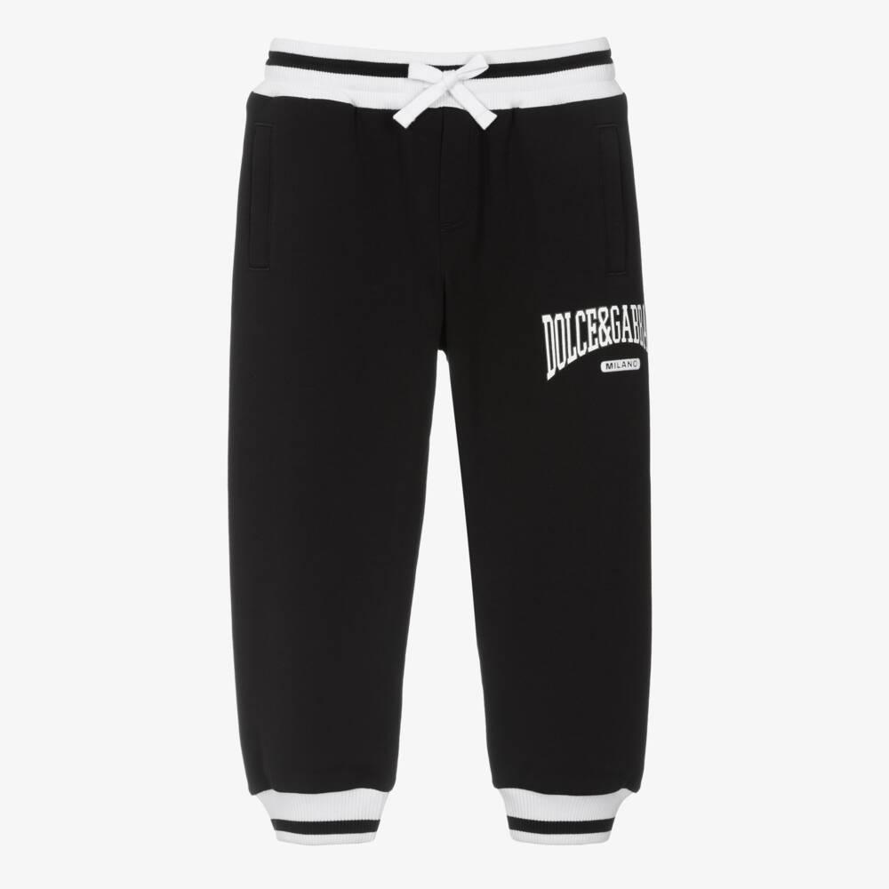 Dolce & Gabbana-Boys Cotton Black Sport Trousers | Childrensalon Outlet