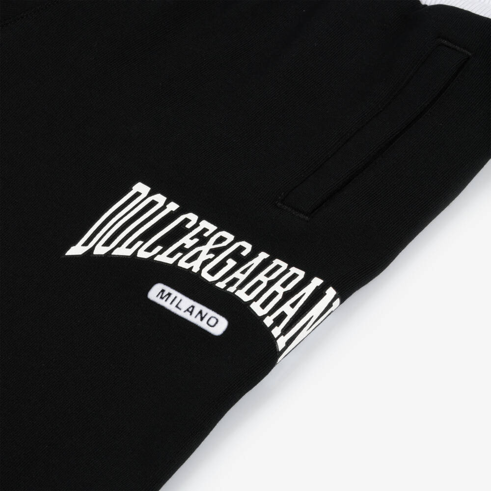 Dolce & Gabbana-بنطلون رياضي فارسيتي قطن لون أسود للأولاد | Childrensalon Outlet