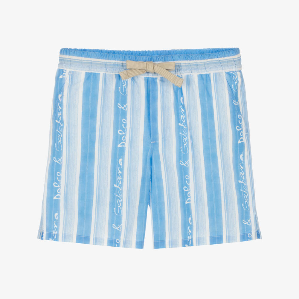 Dolce & Gabbana-Boys Cotton Blue Stripe Shorts | Childrensalon Outlet
