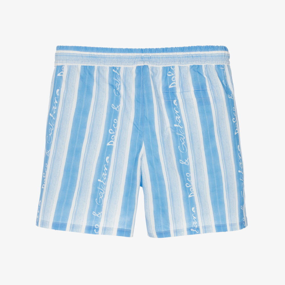 Dolce & Gabbana-Boys Cotton Blue Stripe Shorts | Childrensalon Outlet