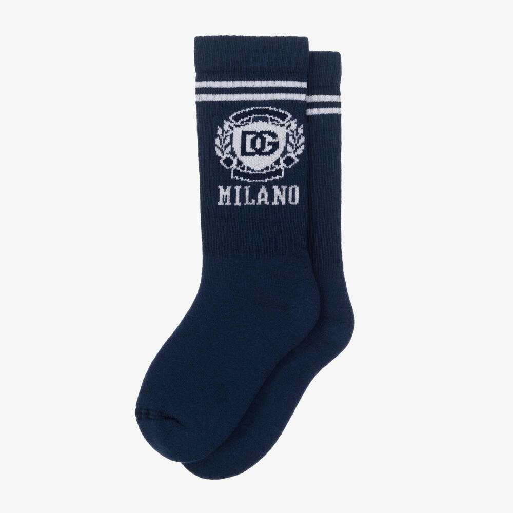 Dolce & Gabbana-Boys Cotton Navy Knit Socks | Childrensalon Outlet