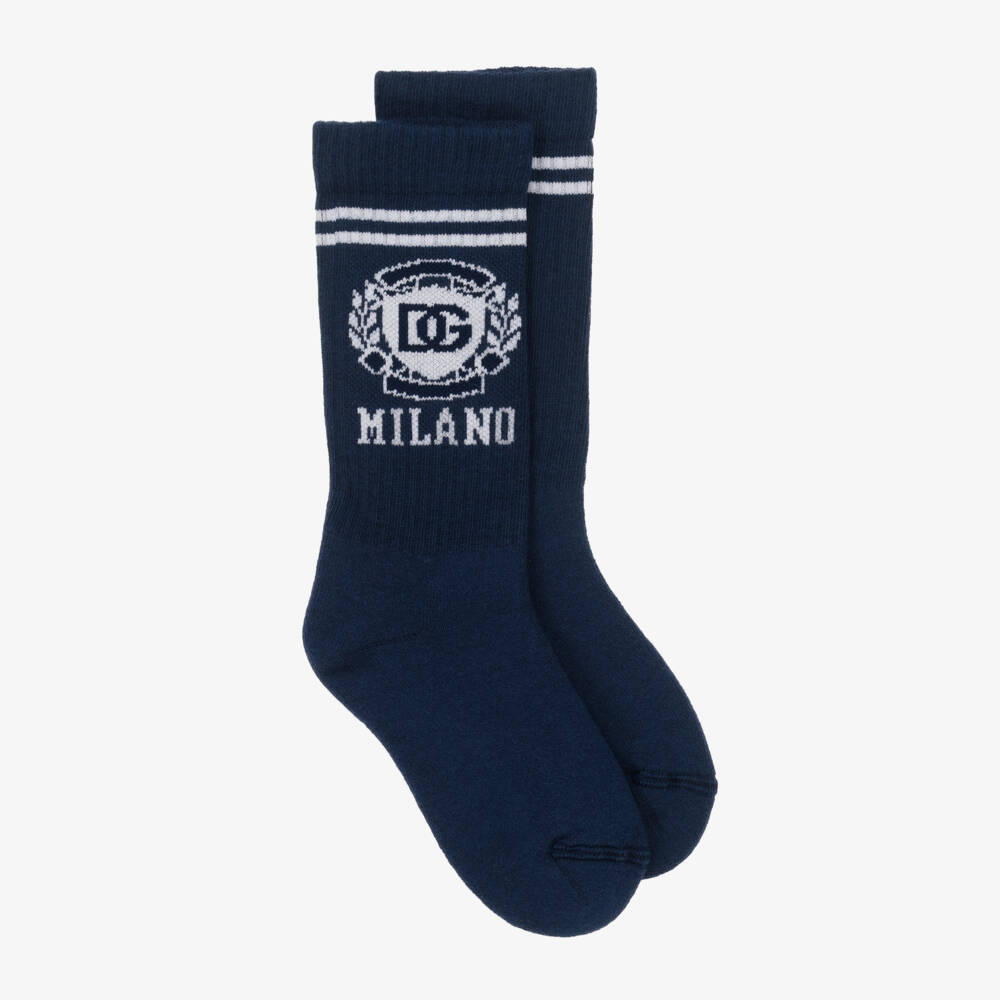 Dolce & Gabbana-Boys Cotton Navy Knit Socks | Childrensalon Outlet