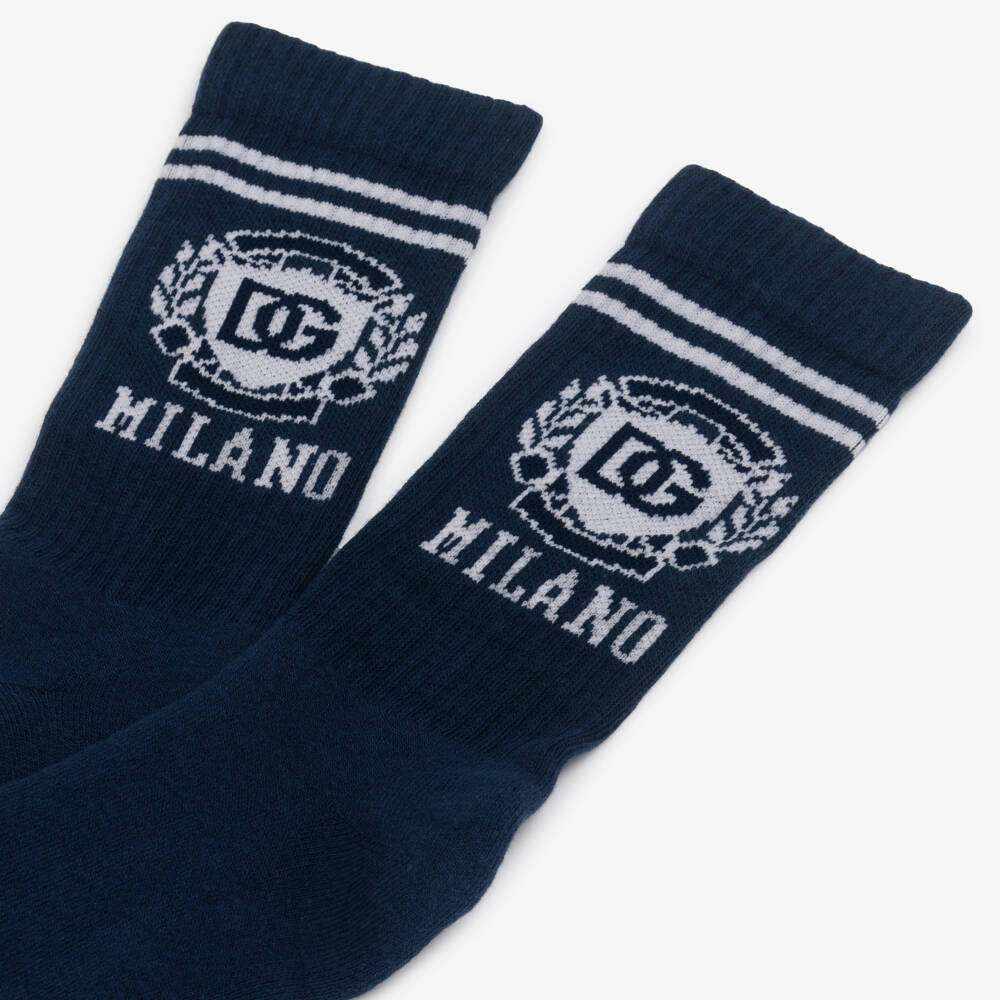 Dolce & Gabbana-Boys Cotton Navy Knit Socks | Childrensalon Outlet