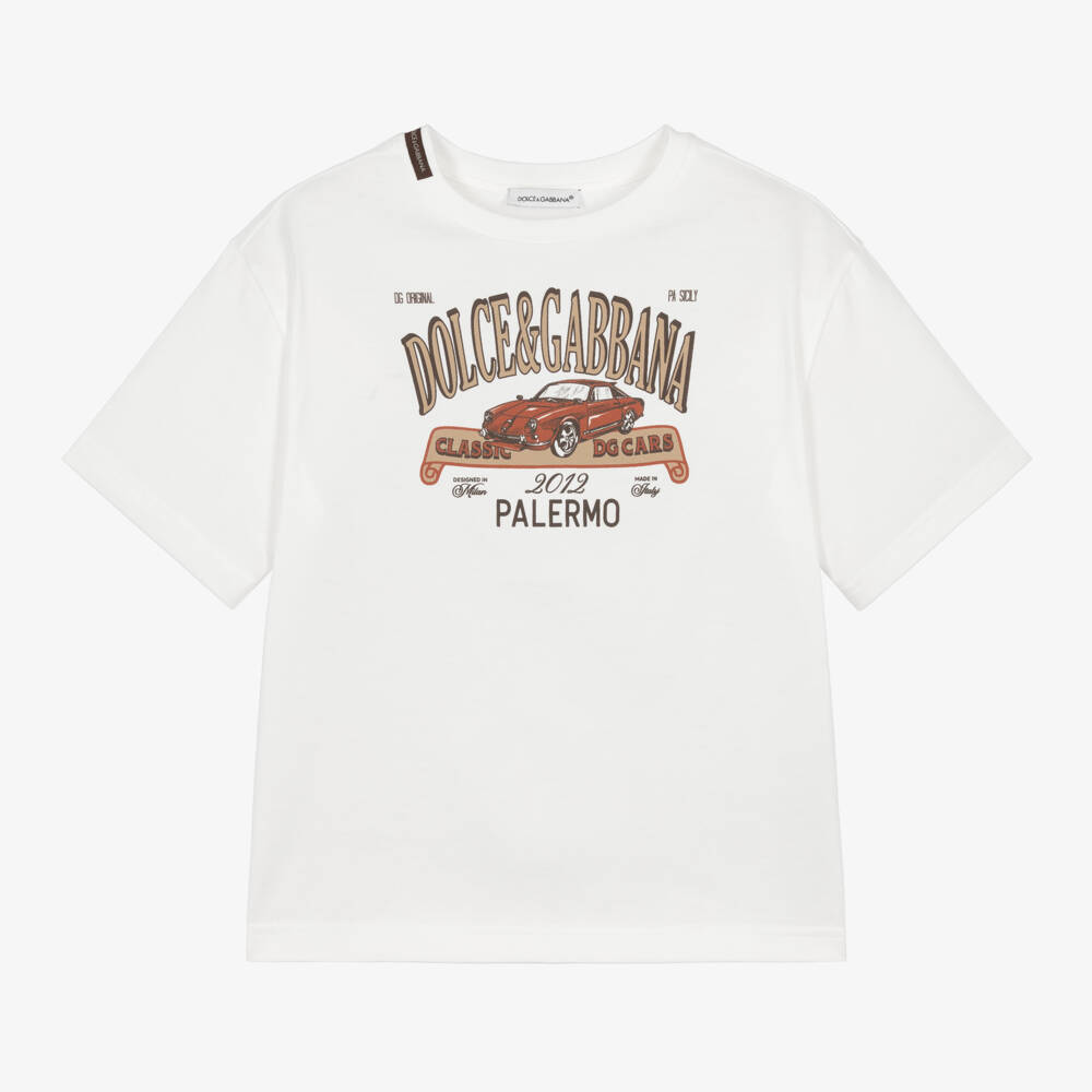 Dolce & Gabbana-Boys Cotton Tee with Classic Car Print | Childrensalon Outlet