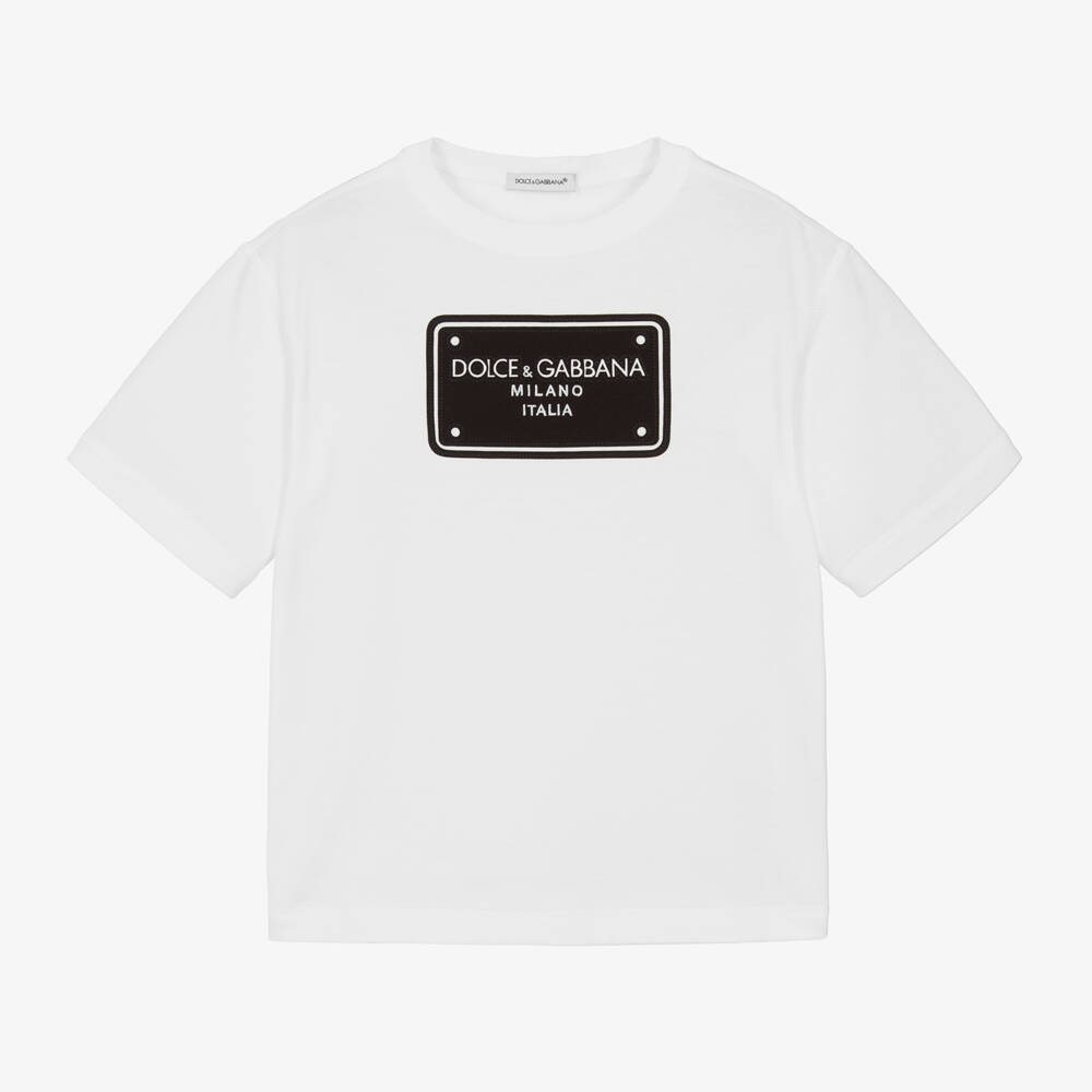 Dolce & Gabbana-Boys Cotton White Logo Top | Childrensalon Outlet